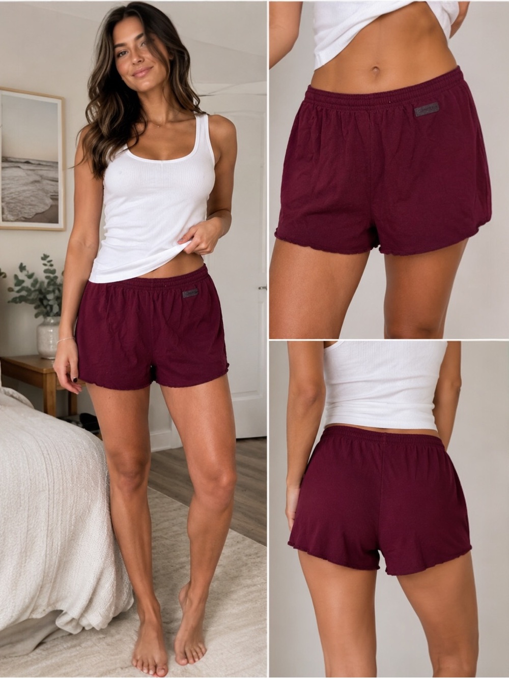 Calvin Klein Burgundy Cotton Lounge Sleep Shorts Women’s Medium NWT